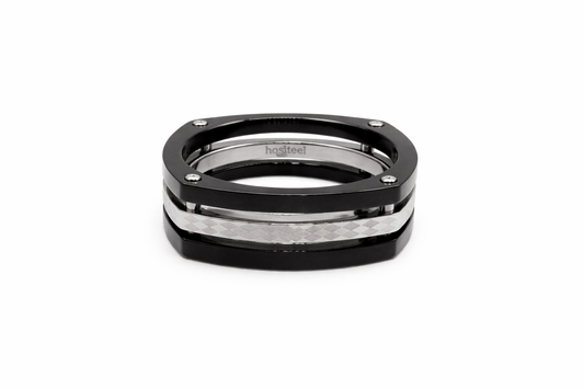 Black & Stainless Steel Ring image 1