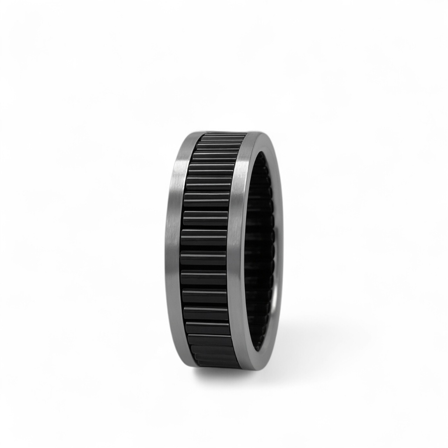 Black Roller Stainless Steel Ring image 1