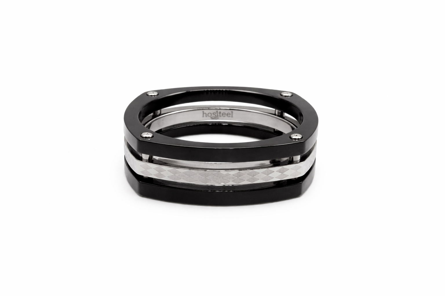 Black & Stainless Steel Ring image 1