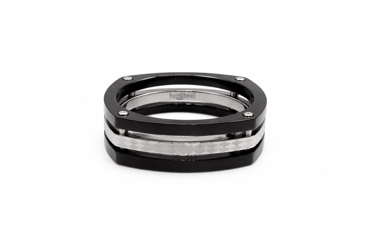 Black & Stainless Steel Ring image 1
