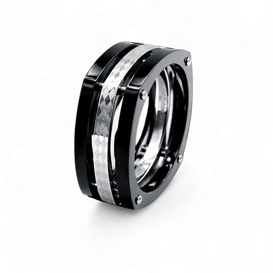 Black & Stainless Steel Ring image 0