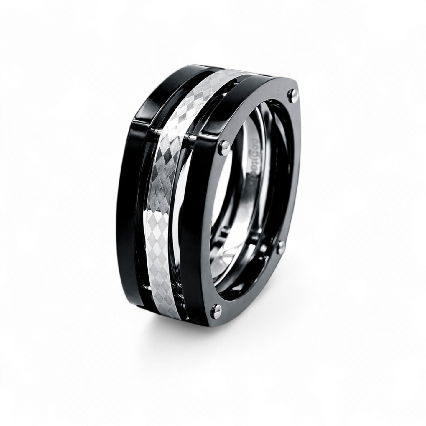 Black & Stainless Steel Ring image 0