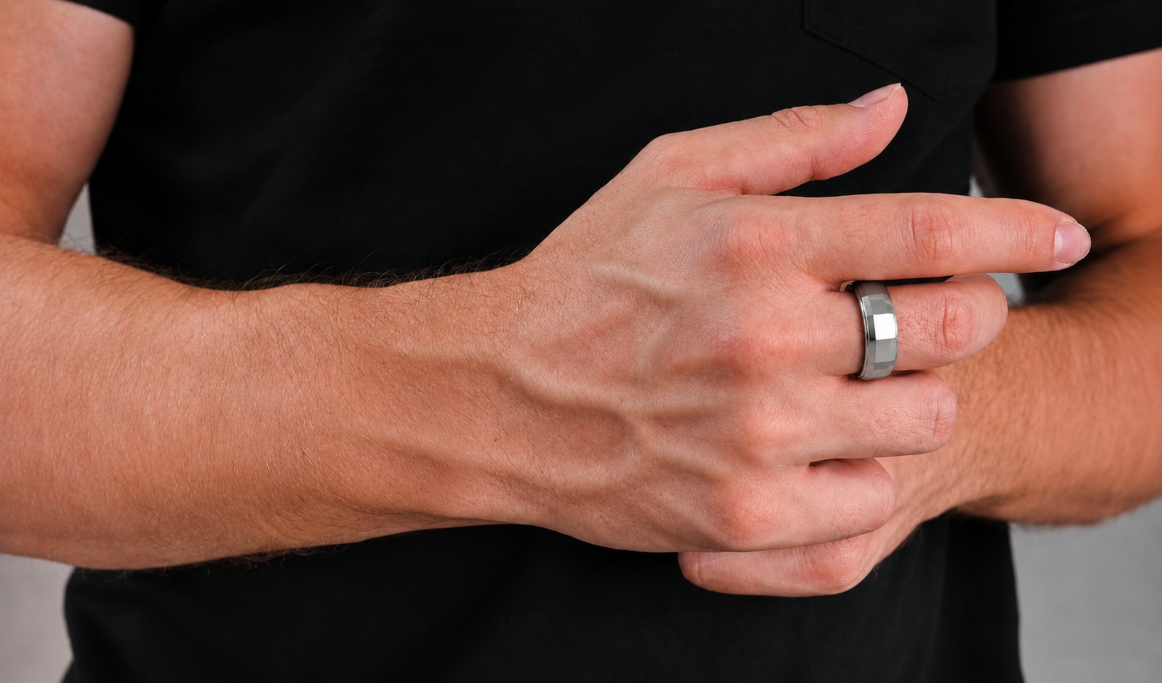 Faceted Tungsten Carbide Ring image 3
