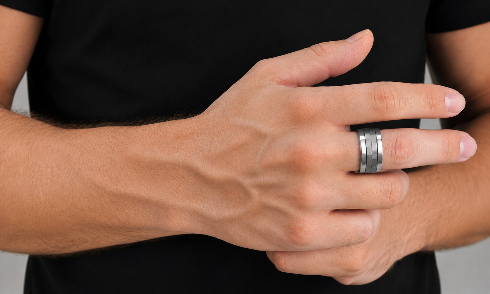 Stepped Design Stainless Steel Ring image 2