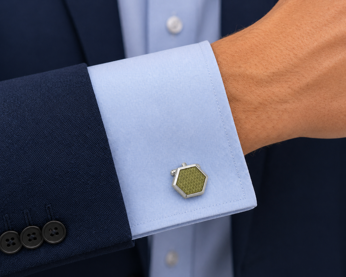 Stainless Steel Carbon Fibre Cufflink image 3