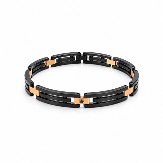 Men's Black & Rose Gold Stainless Steel Bracelet hotsteel Collection