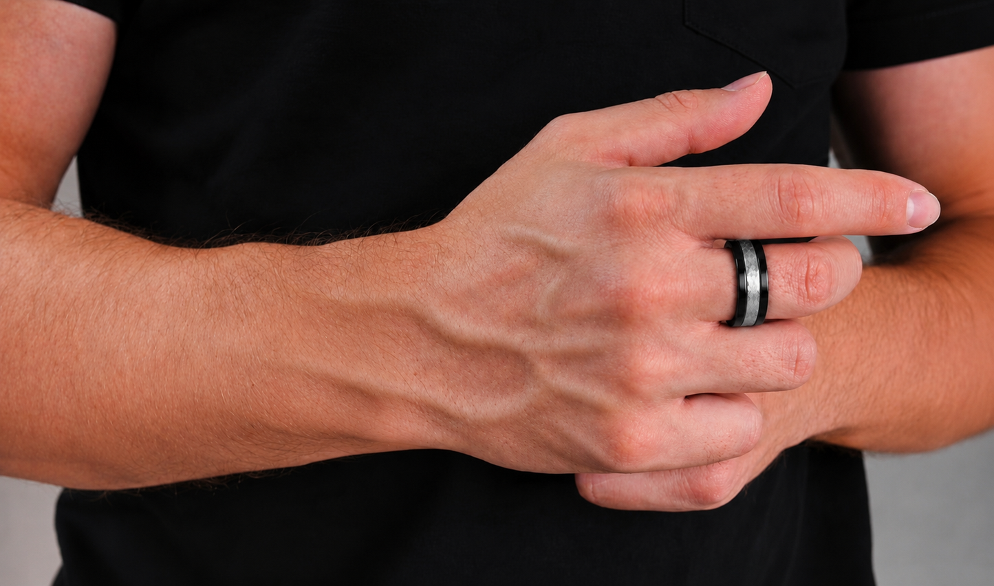 Black & Stainless Steel Ring