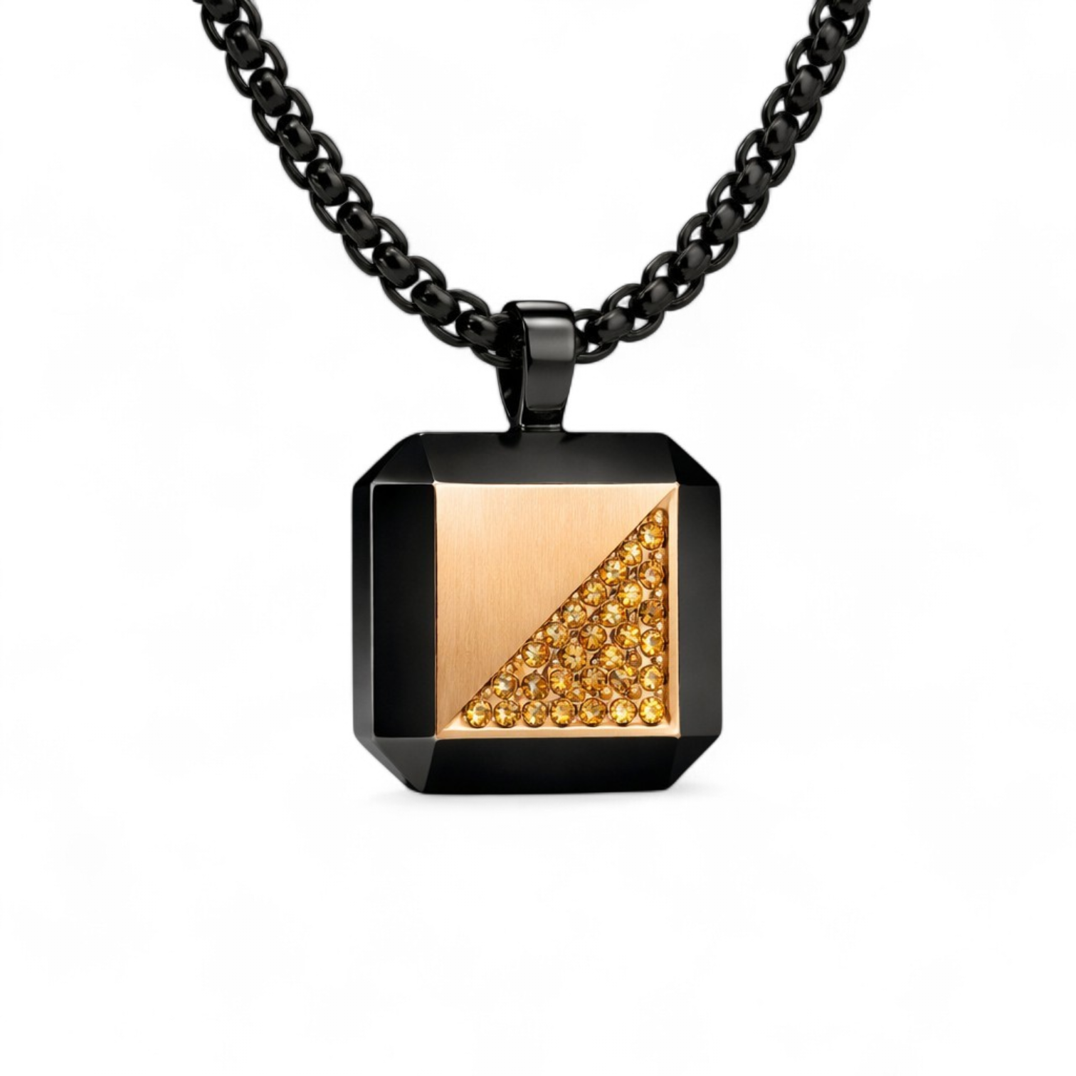 Stainless Steel Square Diamond Pendant